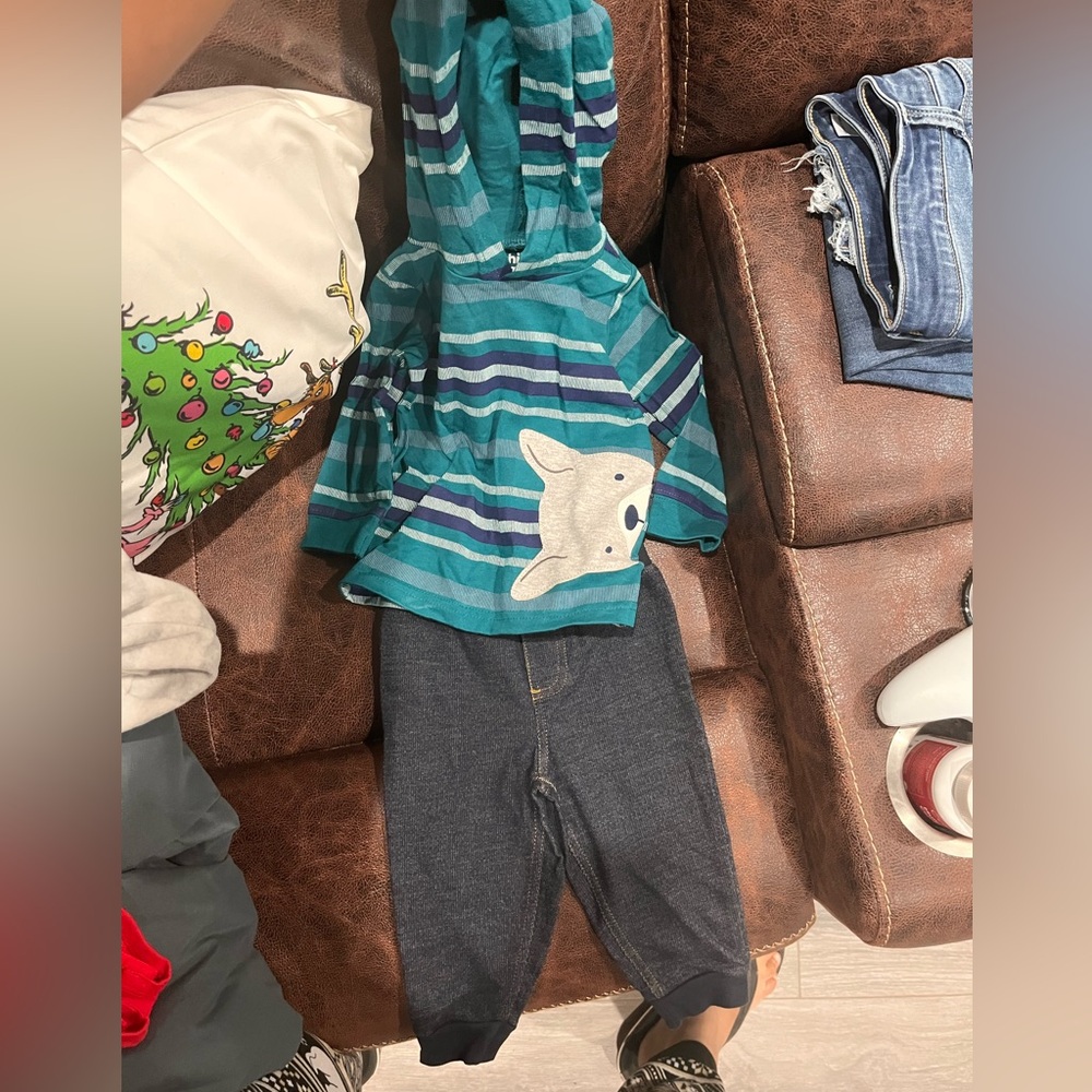 NWOT Child of Mine Teal and White Striped Outfit